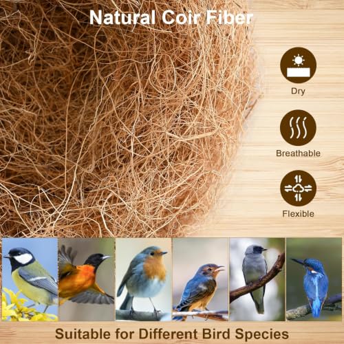 Sukh 3PCS Coconut Fiber for Bird Nest - Bird Nest Bedding for Hummingbird Finch | Coconut Bird Nest Finch Coconut Fiber Loose Bedding Substrate for Laying Eggs, Resting Materials for Birds, Hummingbird Parak