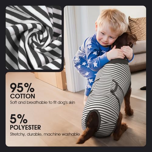Dog Recovery Suit Male,Dogs Surgery Neuter Suits Puppy Spay Shirts for Female Protect Dog's Skin Anti Licking Abdominal Wounds Doggie Onesie Pet Bodysuit Alternative to Cone Gray Stripes XS - color: Grey Stripes, size: Xs(back:8.3-11.4in,wt:4-7lbs)