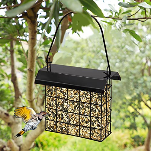 FORUP Suet Bird Feeder, Hanging Suet Feeder, Single Suet Cake Bird Feeder, One Suet Capacity, 2 Pack