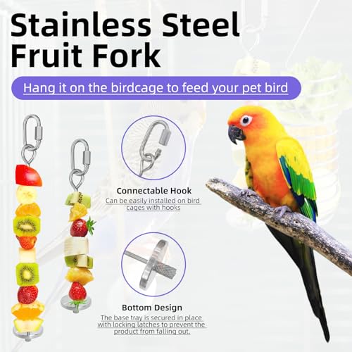 6Pcs Rat Enrichment Toys, Stainless Steel Rat Foraging Toy | Fruit Vegetable Holder, Bird Food Holder, Hanging Slow Feeder Clip, for Parrot Bird Rodents