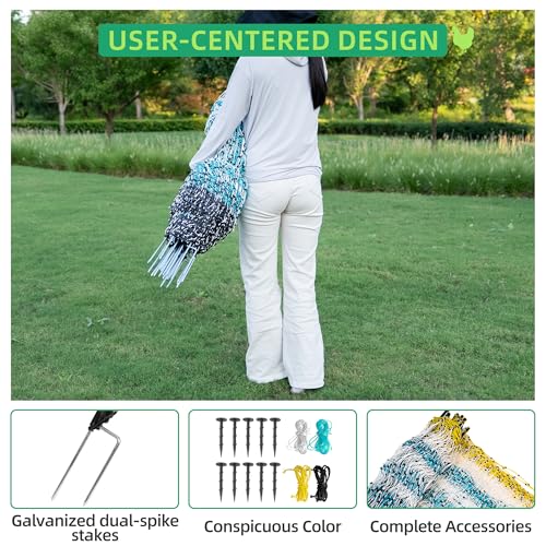 Poultry Netting Electric Fence, Portable Livestock Nets Mesh for Chickens, Ducks, Geese, Turkey, Electric Fencing for Backyards, Homesteaders, Farms, Ranches (Bright Blue, 47.5" x 164' L H Poultry) - color: bright blue, size: 47.5" H x 164' L Poultry