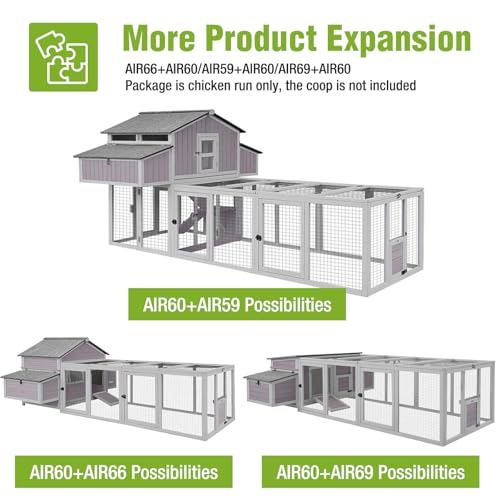 GUTINNEEN Chicken Coop Extension Chicken Run 20.73 ft², Large Expandable Hen House Run with 5 Doors, Universal Fit for Most Coops, Not for Standalone Use,79" L - size: 79.0"L x 37.8"W x 26.8"H