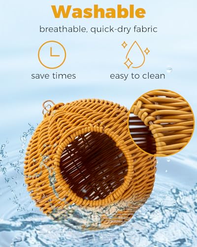 Chewproof Steel Frame Bird Nest for Cage, Washable Small Bed Hammock | Bird Hideout Lay Eggs Parakeet Nest Sleep Rest, Parakeet Warm Bed House Hut for Lovebird, Canary, Budgie, with Cushion - color: S-Long Chain-brown for Small Birds