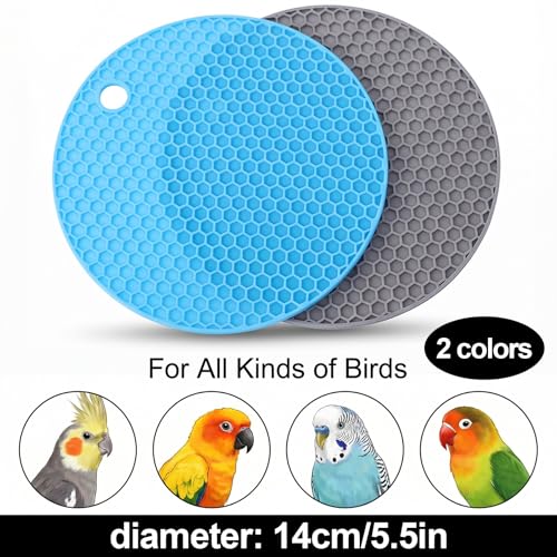 2 Pcs Bird Foraging Toys, Bird Slow Feeder Mats | Silicone Slow Feeder Puzzle for Parakeets Cockatiels Conures, Bird Foraging Mat, Bird Toys for Parakeets