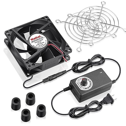 Wathai 80mm Small Computer Cooling Fan with AC Plug 110V 120V 220V 240V | 80 mm Small Electric Plug in Case Fan, Corded Mini Square Ventilator Blower for Outdoor Greenhouse Terrarium. - size: 80mm