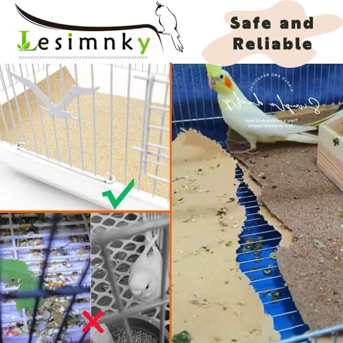 Bird Cage Liner 50-Pack 17” x 11” Gravel Paper Cuttable Pet Sandpaper Special for Bird Cage in Sea Sand, Easy Clean Pet Sandpaper Calcium Paper for Birdcage Parrots Cockatiels (50)