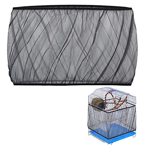 Bird Cage Seed Catcher, Bird Cage Mesh Guard Netting, Birdcage Seed Guard Skirt, Parakeet Cage Skirt for Round Square Cages (Black, XL) - color: Black