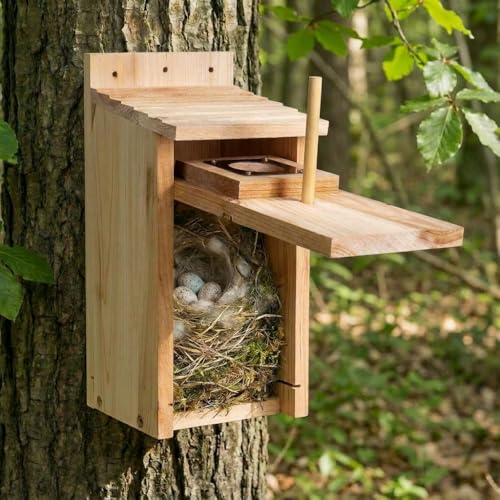 Bird Houses for Outside Clearance with Copper Guard, Pine Bird House Outdoor, Bluebird Finch Swallow Wren Chickadee No Assembly Required, 2 Packs
