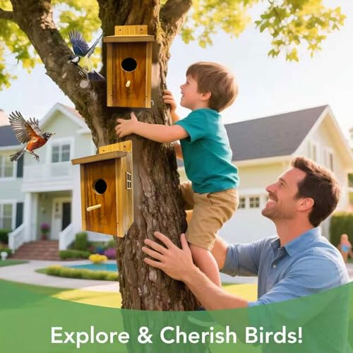 Large Bird House, Bird Houses for Outside Clearance, Cedar Birdhouses for Outdoors, Wood Birdhouse with Secure Latch, Bluebird Houses for Wren Swallow Finch Hummingbird
