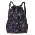 Van Caro Drawstring Backpack String Bag Sport Gym Sackpack Cinch Water Resistant Nylon Large Capacity Shopping Yoga Bag,Blue with Red Flower - color: 5898 Blue With Red Flower