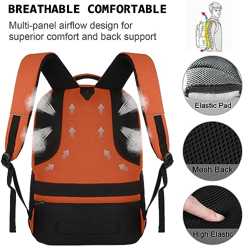 Laptop Backpack,Business Travel Anti Theft Slim College Backpack | Water Resistant Durable Computer Bag Gift for Women & Men Fits 15.6 Inch Laptop and Notebook - Orange - color: Orange, size: 15.6 Inch, style: Laptop