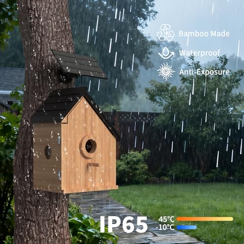 Birdhouses for Outside with Camera Solar Powered Perfect Birdwatching Gift | Smart Bird Feeder for Outdoors, 2K HD Live Video, Nesting Box with Motion Detection, Weatherproof, Bird Lover Gifts