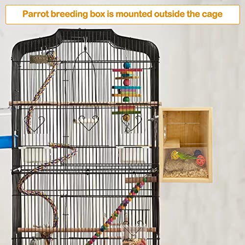 BNOSDM Parakeet Nesting Box Transparent Bird Breeding Nest Boxes Natural Wood Bird Cage (M) - size: Medium