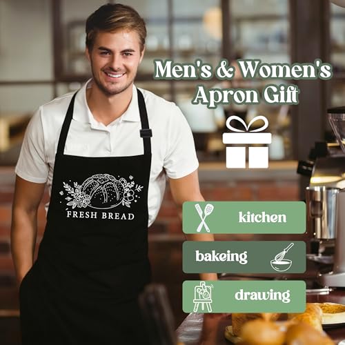 Fresh Bread Sourdough Apron for Women with Large Pockets - Funny Baking Aprons, Adjustable Professional Kitchen Apron for Bread Making, Grilling - Unique Sourdough Gifts for Bakers & Moms - C21 - color: Fresh Bread