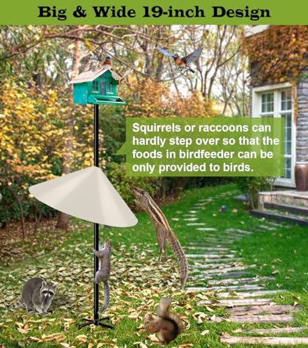 19 Inch Wide Squirrel Baffle for Bird Feeder Pole, Outside Pole Mount Stopper & Bird House Guard for Outdoor Shepherd’s Hook, Beige, 1 Pack - color: Beige