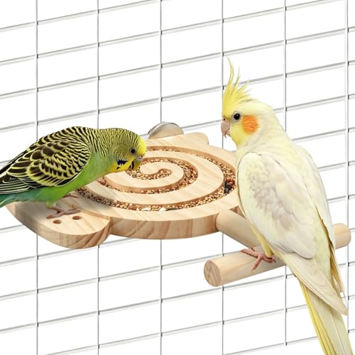 Hypeety Bird Foraging Toys with Perch Enrichment Puzzle Feeder Kit for Cage | Promotes foraging and chewing, kiln-dried wood slow feeder, no mess, fits most cages, for budgies cockatiels lovebirds conure