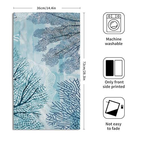 Blue Coral Hand Towels - Nautical Coastal Bathroom Hand Towels Absorbent Microfiber Fingertip Towels for Bathroom Kitchen Gym 14 x 28 Inch, Set of 2 - color: Blue Coral