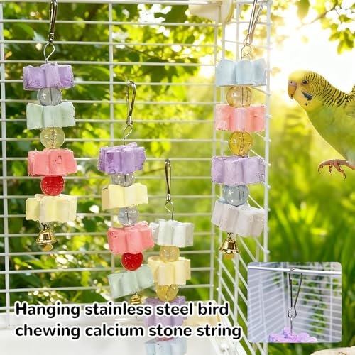 4Pieces Parrot Beak Trimmer Bird Beak Grinding Stone Teeth Lava Block Mineral Calcium Rock Chewing Toys with Bell for Parakeet Conure Budgies Rabbit Chinchilla Hamster - size: 4Pieces