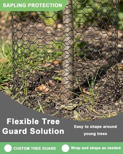 Black PVC Coated Chicken Wire, 36in x 50ft Poultry Netting Roll, 1 inch Hex Mesh Garden Fence for Chicken Coop, Rabbit Pen, Yard - size: 36 inchx50 Ft
