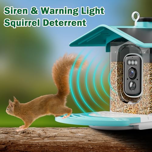 Smart Bird Feeder with Camera, Solar 2K AI Identification, Blue | Dual Solar Power, 32GB SD Included, Squirrel Barrier Tray, IP65 Weatherproof, Instant Bird Alerts, 30-Day AI Cloud Trial - color: blue