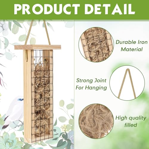 2 Pcs Bird Nesting Material, Hummingbird Nest, Natural Nesting Fiber Cotton, Refillable Nestings Accessories for Wild Bird, Enjoy Birds Gardening Outside, Garden Decoration Gifts (Grid Style) - size: Grid Style