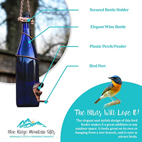 Blue Ridge Mountain Wine Bottle Finch Feeder, Backyard & Garden Decor, Hanging Bird Feeder, Outdoor Use, 25oz Seed Capacity, Yellow & Silver - color: Yellow & Silver