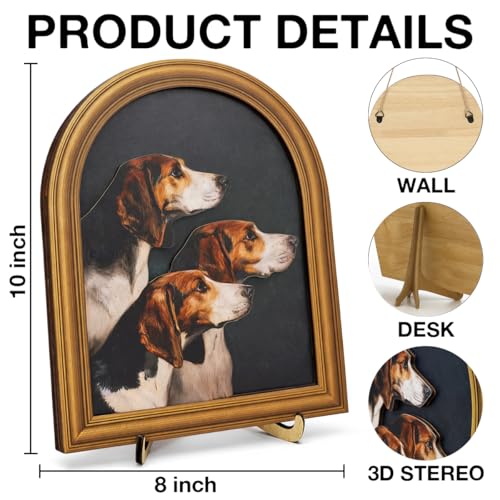 Vintage Hunting Dog Wall Art Sign for Farmhouse Decor, Classic Hound Portrait Wall Decor, 8x10 Inch - color: Dog-3