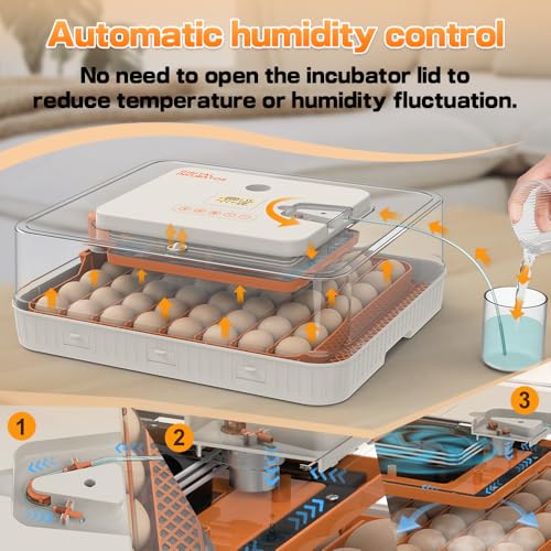 HOWOOlUA 56 Egg Incubator for Hatching Eggs with Auto Turn, Temp & Humidity Control, Built-in Candler Large Capacity Egg Incubator for Chicken Duck Goose Eggs - size: 56-EGGS