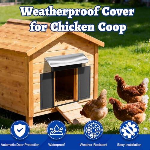 Chicken Coop Awning with Aluminium Foil, Weatherproof Cover for Protecting Automatic Chicken Coop Door, Outdoor Awning for Chicken Coops Window/Door/Vent, Chicken Coops Door Cover