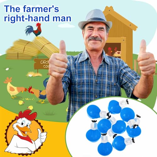 Tanlade 50 Packs Chicken Waterer Cups Large Chicken Feeder, Automatic Waterer Cups Kit for Poultry Chicks Duck Goose Turkey Bunny(Blue) - color: Blue