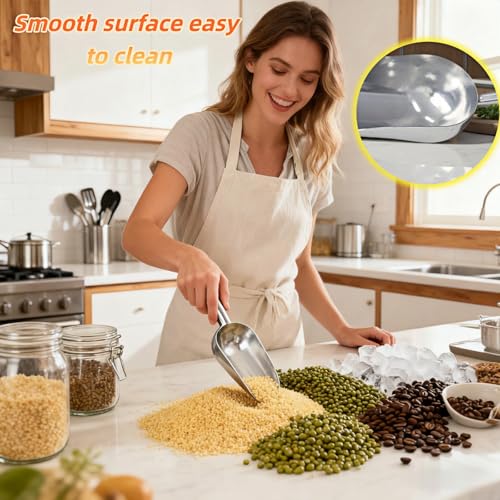 Ice Scoop, 5 oz Heavy Duty Cast Aluminum, Ergonomic S-Curve Handle, Commercial Grade for Ice, Coffee, Popcorn, Flour, Sugar, Food-Grade & Rust-Proof Kitchen Tool (S (5oz)) - size: S (5oz)