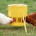KOL Metal Chicken Feeder - 20lbs No Waste Chicken Feeder with 12 Ports, Powder Coated Rust-Proof Design & Smooth Edges for Safe Feeding (Yellow) - color: Yellow