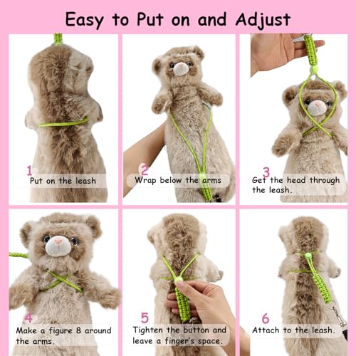 GOMICRAFT Handmade Figure 8 Harness and Leash for Ferrets/Guinea Pigs/Rats | Adjustable, Lightweight & Safe | Fits Small Animals: Bunnies/Bearded Dragons/Chinchillas/Reptiles/Birds/Squirrels/Rabbits