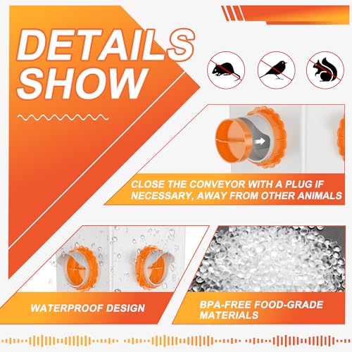 No Waste Chicken Feeders, DIY Automatic Poultry Feeder - 8 Ports Orange | Buckets Barrels Bins Troughs‑mountable Design for common Breeds of Chicken Flock with Hole Saw - size: 8 Ports