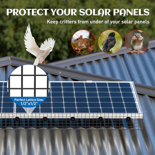 Solar Panel Bird Guard 8 in x 100 ft for Squirrel, Bird, Critters Proofing | Critter Guard for Solar Panels with 100 Pcs Stainless Steel Fasteners, Removable PVC Coated Pigeon Netting Wire - size: 8inch x 100ft