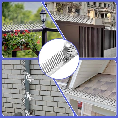 80 inches Bird deterrents for Outside and cat Spikes，Suitable for Pigeon Spike for Garden Fence Spikes and Wall,Barns Roof and Squirrel Guard Baffle with Steel Bird Spikes Stripes