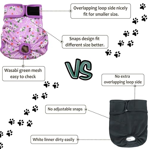 Female Dog Diapers - Premium Reusable Diapers for Doggie in Heat - Highly Absorbent Dog Diapers Female for Pet Incontinence with Adjustable Snaps Flowers, S - color: Floral, size: Small（New Born-11.5“Waist）