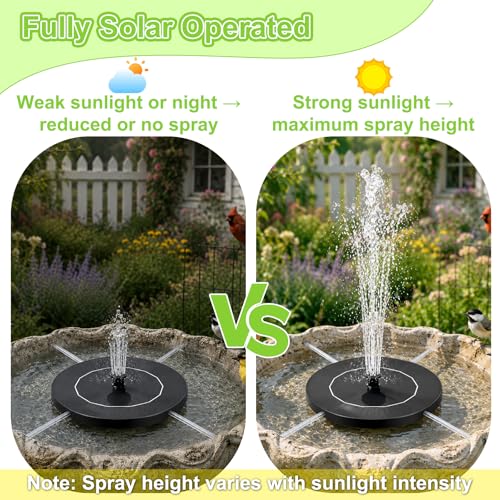 3.5W Solar Fountain Pump, Solar Bird Bath Fountain with 6 Green & 6 Black Nozzles, Solar Water Pump for Outdoor Garden Patio Small Pond Fish Tank Landscape Decoration - color: 6 Black + 6 Green Nozzles