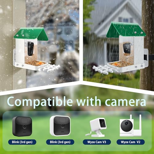 Bird feeders for Outdoors Compatible with Blink,Wyze and Other Smart Camera for Bird Watching with Your Security Cam,Gift for Bird Lover-(Camera NOT Included)