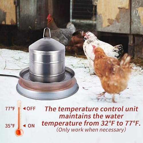 Chicken Water Heater for Winter， Heated Poultry Waterer Base,with Thermostat and 9.8ft Power Cord, Dia.11in - size: 1PACK