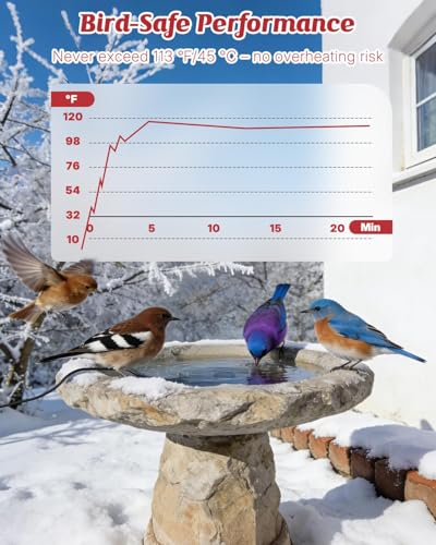 Pawfly 50 W Bird Bath Heater for Outdoors, Birdbath Heater with Thermostat | IPX8 Waterproof Submersible Bird Bath Deicer, Chicken Water Heater, Winter Water Heater for Livestock Wildlife