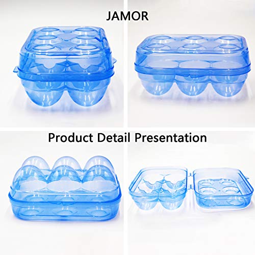 JAMOR 6 Grid Egg Storage Box Refrigerator Crisper Egg Protection Box Portable Egg Carriage Container For Camping Picnic Essential (Blue) - color: Blue