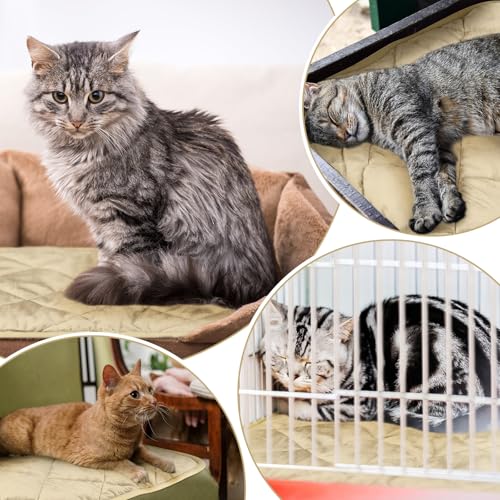 4 Pack Self Heating Cat Pad Self Warming Dog Mat Reflects Body Heat Extra Warm Thermal Pet Pad Washable Dog Cat Bed Crate Bed Mat Blanket(Beige,16 x 20 Inch) - color: Beige, size: 16 x 20 Inch