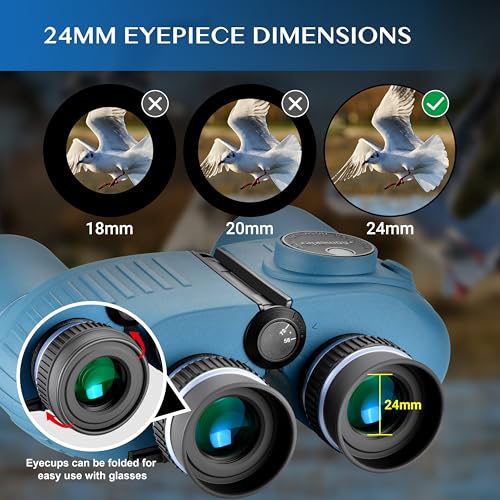 AOMEKIE 10X50 Marine Binoculars for Adults with Rangefinder Compass, Waterproof Marine Binoculars for Sailing Boating Fishing for General Marine and Outdoor Viewing