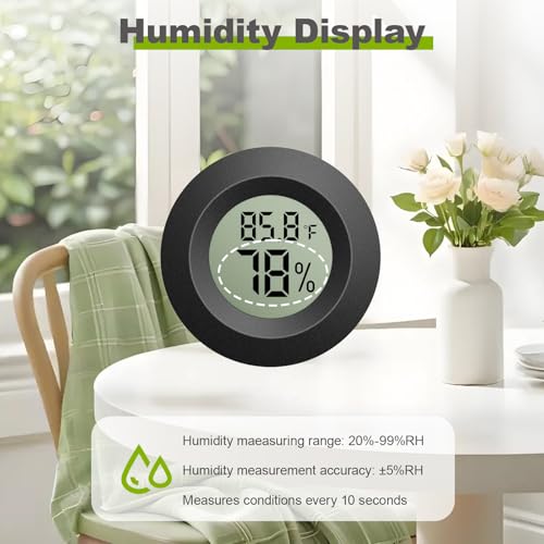 4-Pack Mini Hygrometer Thermometer, Digital LCD Humidity Meter Indoor/Outdoor Temperature Humidity Monitor, Reptile Thermometer Fahrenheit(℉)/Celsius(℃) for Incubators, Greenhouse Garden, Cellar, Jars