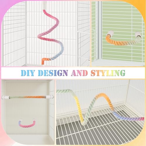 4Pcs Rope Perch for Bird Cages, Bendable Climbing Cotton Rope | Cotton Rope with Steel Core for Parrot Cockatiel Budgie Cages, Bird Toy Reduces Boredom and Stress - size: 4PCS