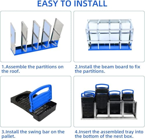 8-Hole Chicken Nesting Box with Removable Lid, Metal Chicken Coops with Roll Away Design/Easy Egg Collection/Ventilation Holes, for Chickens Coops, Duck and Hens - color: Blue, size: 8 holes without legs