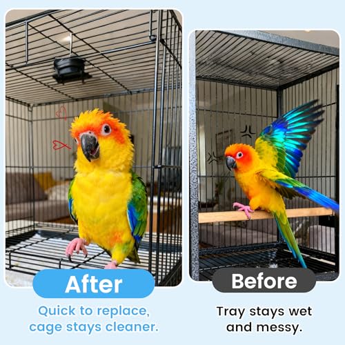 23.6x16.9in Bird Cage Liners - 200 Sheets Pre-Cut Cage Tray Pads | Disposable Absorbent Non-woven Pads Absorb Moisture and Collect Feathers for Parrots, Cockatiels, Parakeets and Finches - size: 200 Count (Pack of 1)