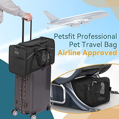Petsfit Two-Way Placement Pet Carrier Airline Approved, Cat Carriers for Kittens, Puppies,Rabbit,Hamsters, Washable,Black - color: Black, size: 19.0"L x 9.5"W x 12.0"H