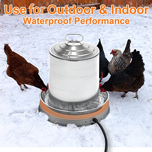 Poultry Chicken Water Heater: Chicken Water Heater Base for Winter, for Plastic/Metal Poultry Watere Under 6 Gallons, Heated Waterer for Chickens 125W - size: 15 inch (1-Pack)